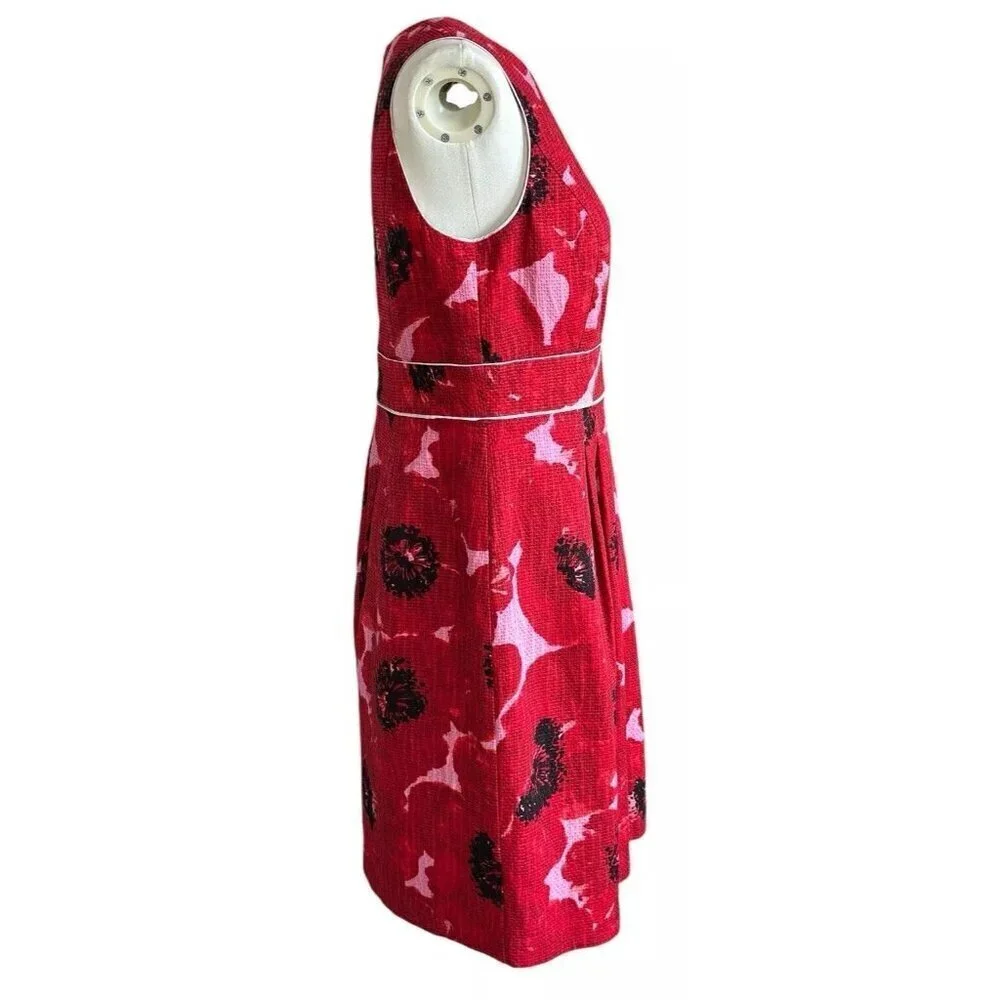 Ann Taylor Red Round Neck Sleeveless Lined Dress w/Zipper Closure - Picture 4 of 11